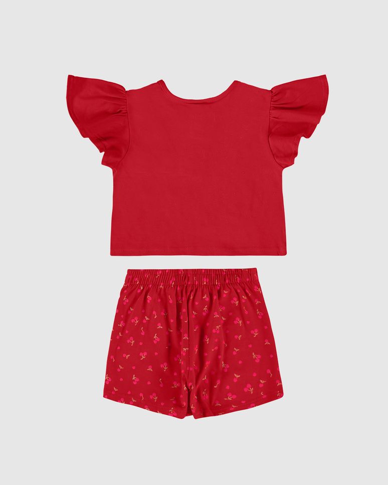 Conjunto Infantil Menina Blusa E Shorts Saia Em Algodão Malwee Kids