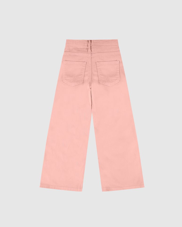 Calça Infantil Menina Wide Leg Em Sarja Com Elastano Malwee Kids