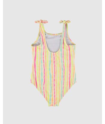 Maiô Infantil Menina Listrado Em Malha Texturizada UV50+ Malwee Kids
