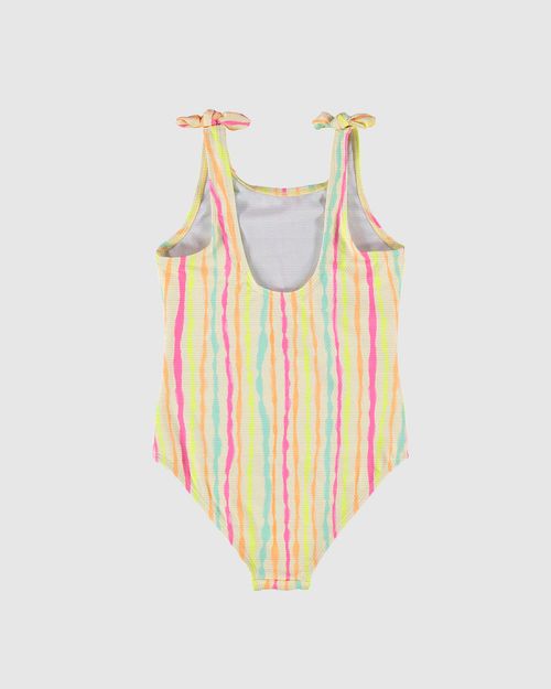 Maiô Infantil Menina Listrado Em Malha Texturizada UV50+ Malwee Kids