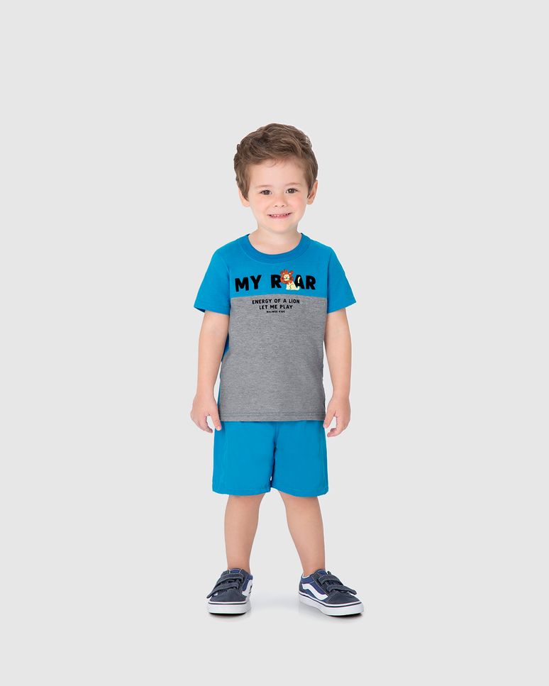 Conjunto Infantil Menino Camiseta My Roar Em Algodão Malwee Kids