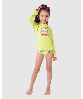 Camiseta Praia Infantil Unissex Estampa Frontal Em Malha UV50+ Malwee Kids