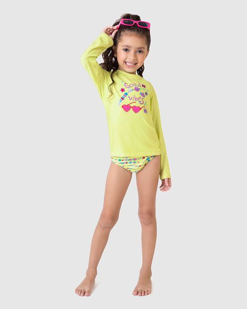 Camiseta Praia Infantil Unissex Estampa Frontal Em Malha UV50+ Malwee Kids