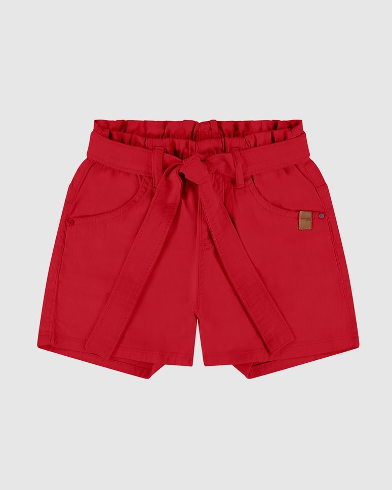 Shorts Infantil Menina Amplo Em Sarja Com Elastano Malwee Kids