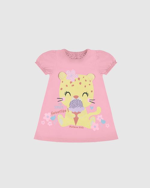Vestido Infantil Estampa + Aplique Em Algodão Malwee Kids