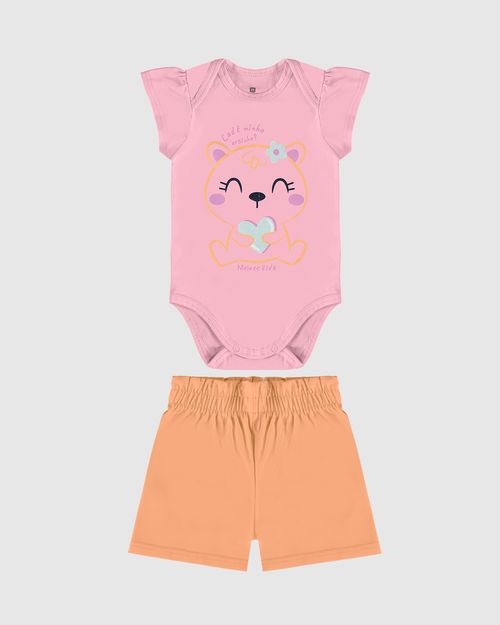 Conjunto Infantil Menina Body Cadê Minha Ursinha? Em Algodão Malwee Kids