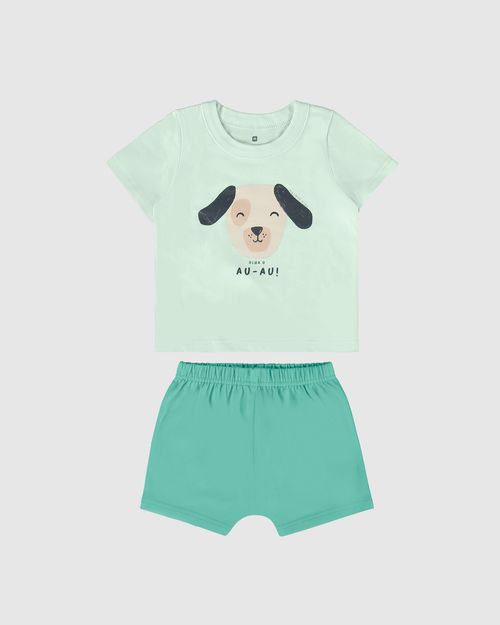 Conjunto Infantil Menino Camiseta Estampa Frontal Em Algodão Malwee Kids