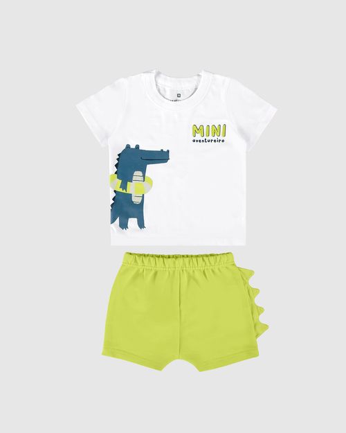 Conjunto Infantil Menino Bermuda Com Aplique Interativo Malwee Kids