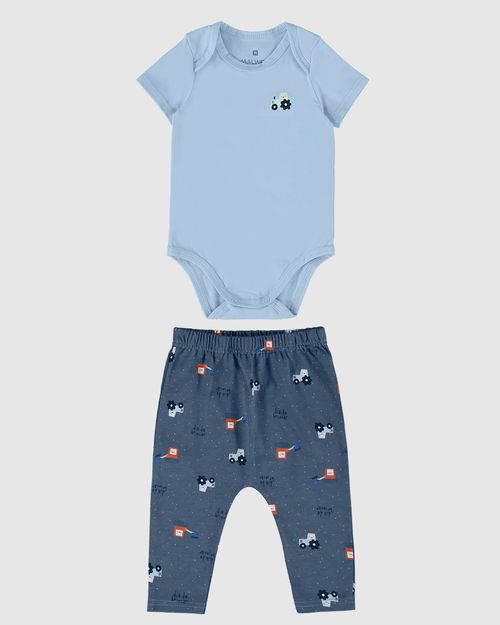 Conjunto Infantil Menino Body E Calça Saruel Em Algodão Malwee Kids