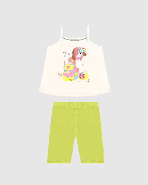 Conjunto Infantil Menina Regata Alça Fina Com Estampa Em Algodão Malwee Kids