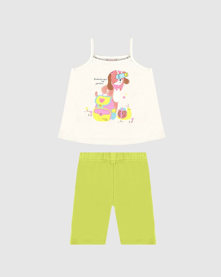 Conjunto Infantil Menina Regata Alça Fina Com Estampa Em Algodão Malwee Kids