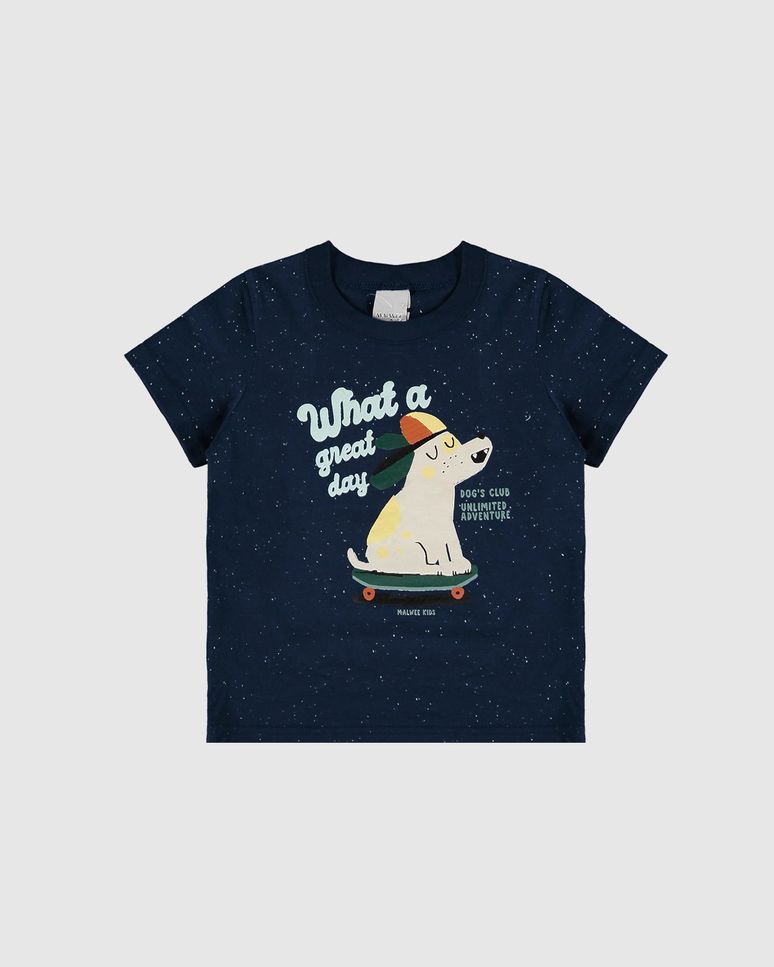 Camiseta Infantil Menino What A Great Day Em Malha Botonê Malwee Kids