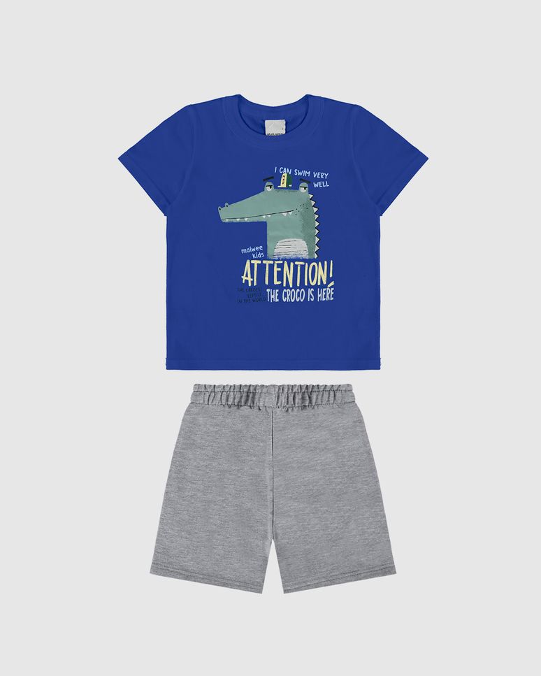 Conjunto Infantil Menino Camiseta Attention! Em Algodão Malwee Kids