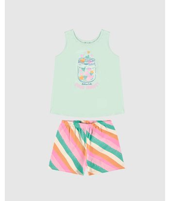 Pijama Infantil Menina Regata E Shorts Estampado Em Algodão Malwee Kids