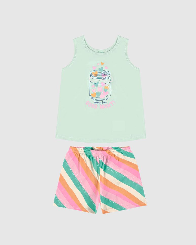 Pijama Infantil Menina Regata E Shorts Estampado Em Algodão Malwee Kids