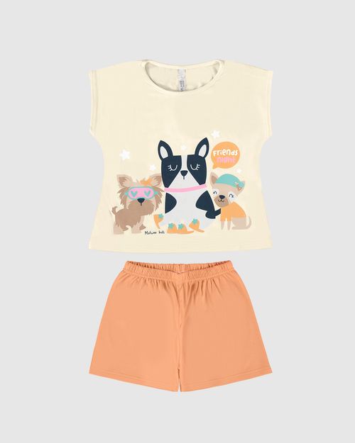 Pijama Infantil Menina Friends Night Em Algodão Malwee Kids