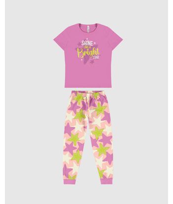 Pijama Infantil Menina Shine Like A Bright Star Em Algodão Malwee Kids