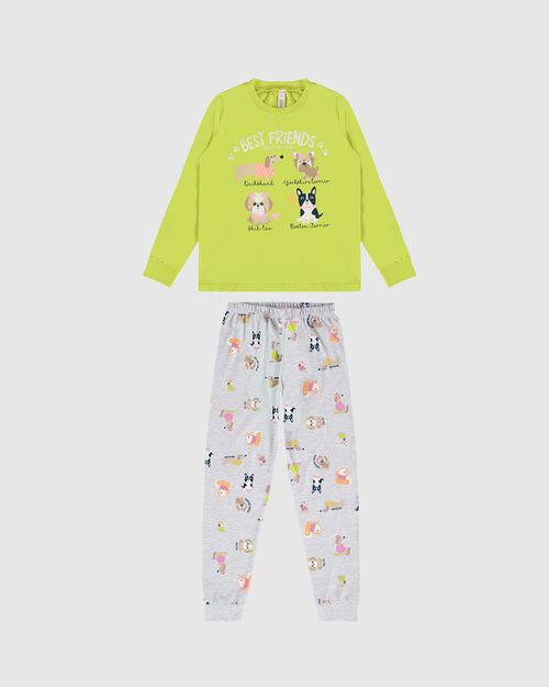 Pijama Infantil Menina Blusa Manga Longa Best Friends Em Algodão Malwee Kids