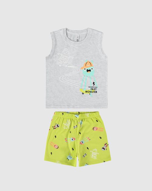 Pijama Infantil Menino Regata E Shorts Estampa Brilha No Escuro Malwee Kids