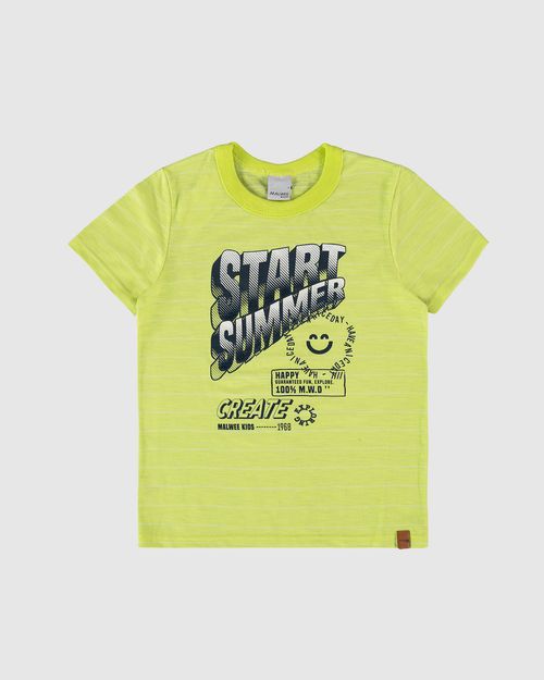 Camiseta Infantil Menino Start Summer Em Malha Rajada Listrada Malwee Kids