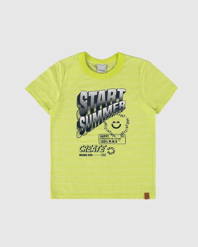 Camiseta Infantil Menino Start Summer Em Malha Rajada Listrada Malwee Kids