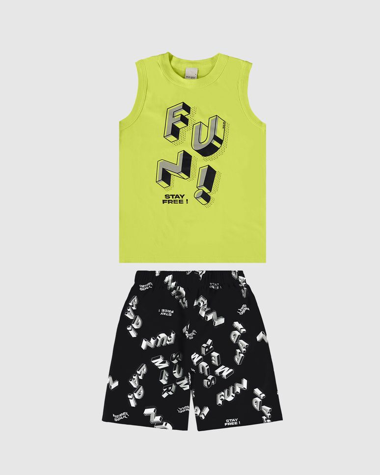 Conjunto Infantil Menino Fun! Stay Free! Em Algodão Malwee Kids