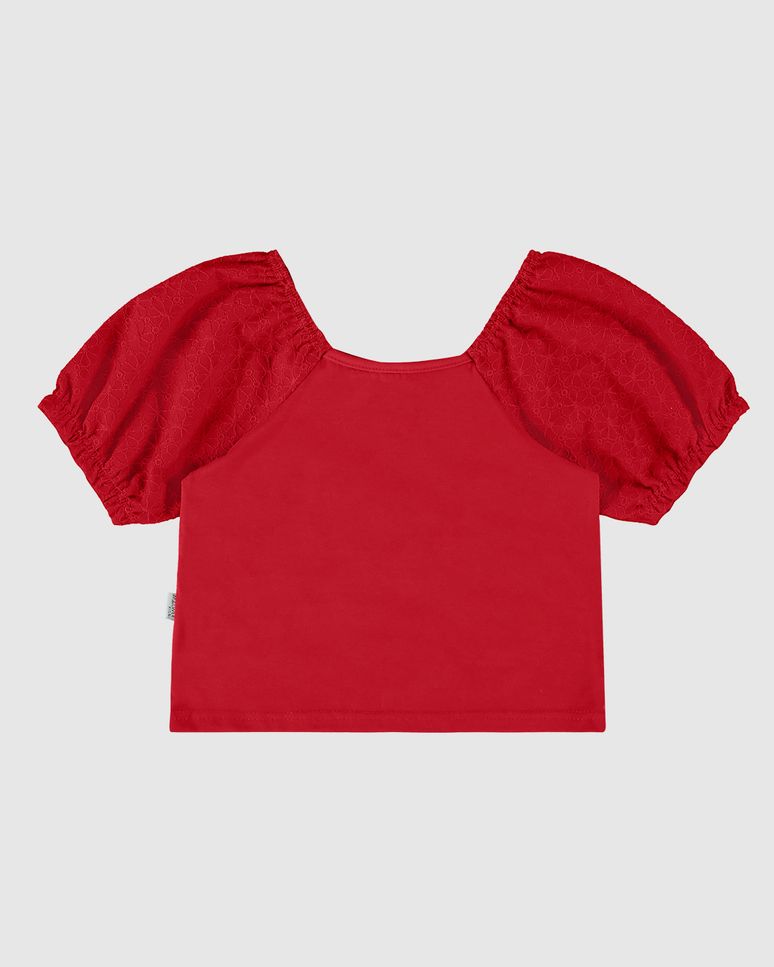Blusa Infantil Menina Manga Bufante Em Laise Algodão Malwee Kids