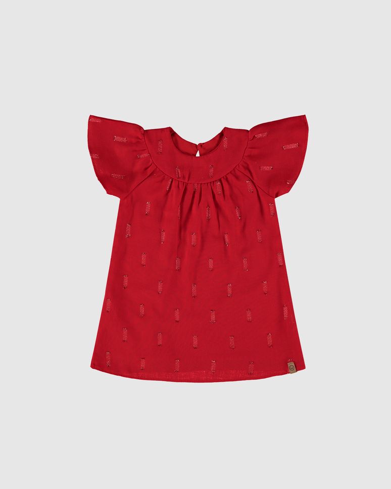Vestido Infantil Manga Ampla Em Plumetis Brilho Malwee Kids