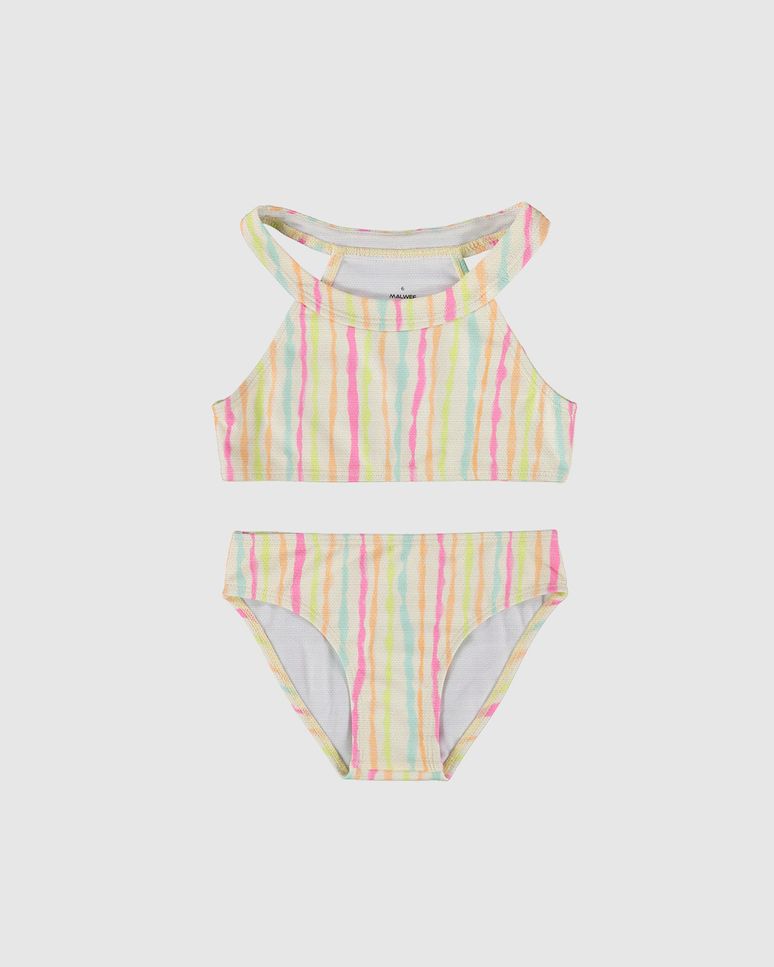 Biquíni Infantil Menina Listrado Em Malha Texturizada UV50+ Malwee Kids