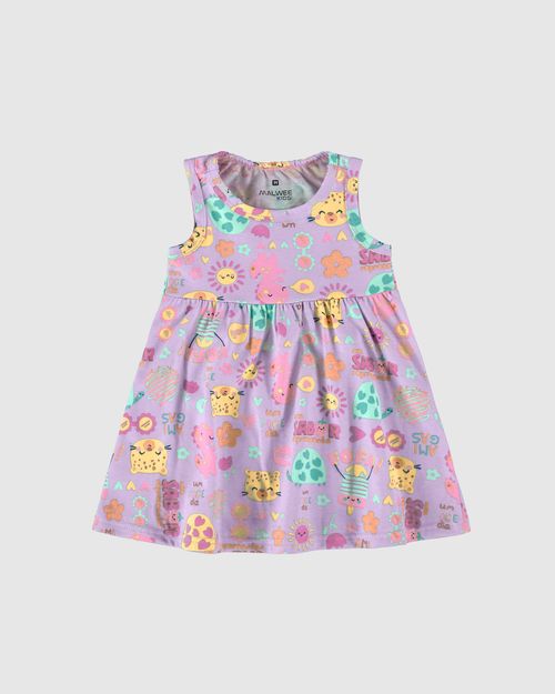 Vestido Infantil Estampa Corrida Em Algodão Malwee Kids