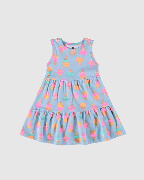 Vestido Infantil Estampa Sorvetes Em Algodão Malwee Kids