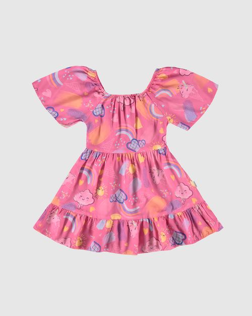 Vestido Infantil Rodado Sorvetes Em Viscose Malwee Kids