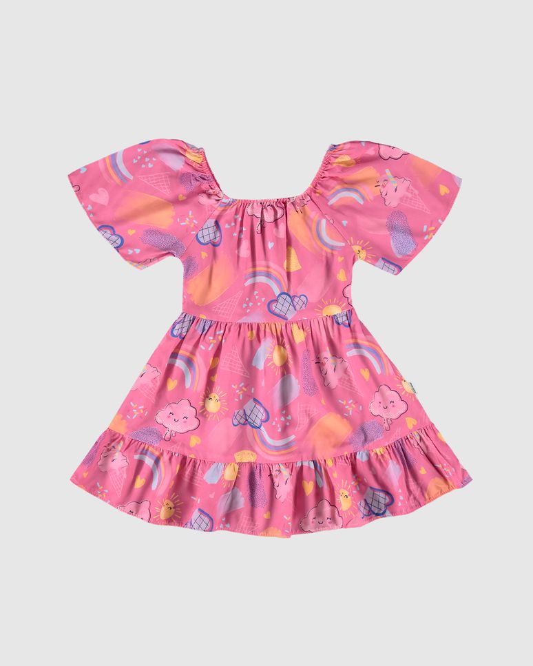 Vestido Infantil Rodado Sorvetes Em Viscose Malwee Kids