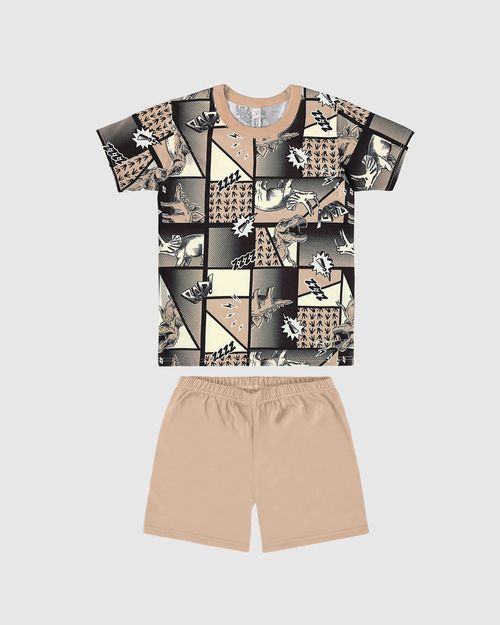 Pijama Infantil Menino Camiseta Estampa Corrida Em Algodão Malwee Kids
