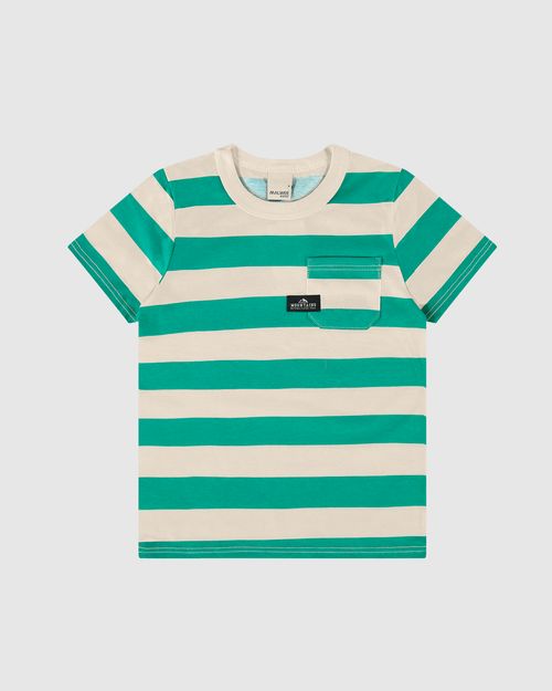 Camiseta Infantil Menino Listrada Bolso Frontal Em Algodão Malwee Kids