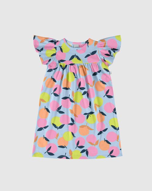 Vestido Infantil Evasê Frutas Em Algodão Malwee Kids
