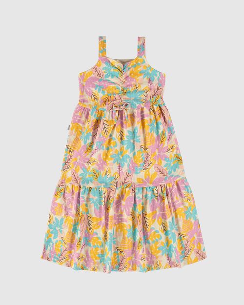 Vestido Infantil Midi Marias Estampado Em Malha Texturizada Malwee Kids