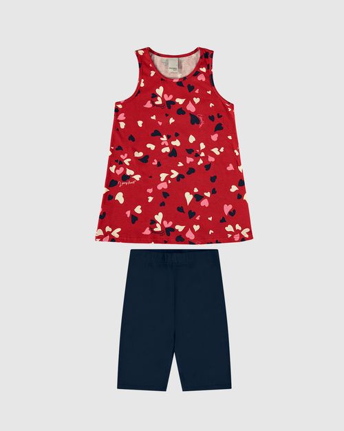 Conjunto Infantil Menina Regata Estampada E Bermuda Em Algodão Malwee Kids