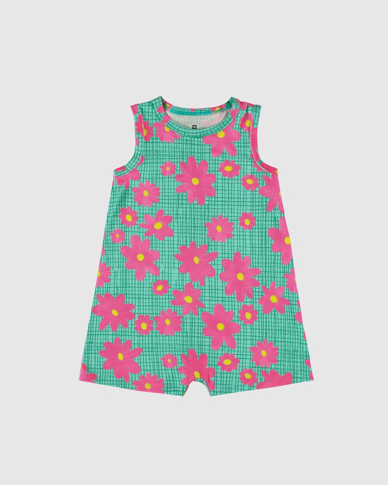 Macaquinho Infantil Menina Estampado Em Algodão Malwee Kids