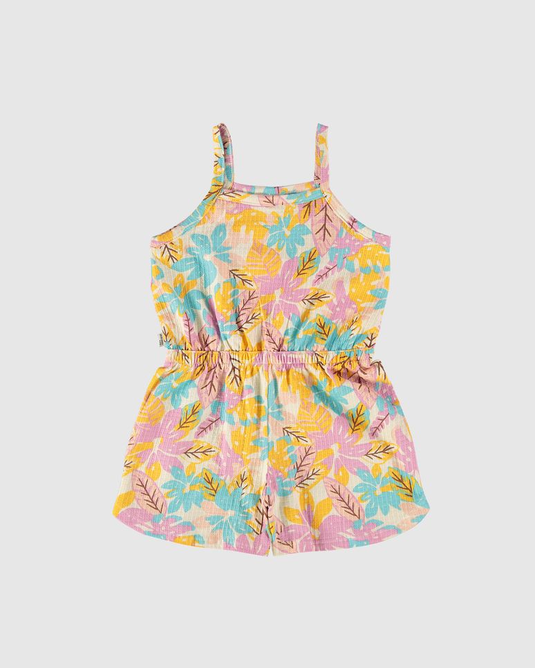 Macaquinho Infantil Menina Acinturado Em Malha Texturizada Malwee Kids