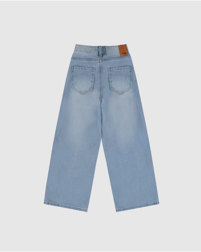 Calça Infantil Wide Leg em Jeans Moletom com Cós Ajustável Malwee