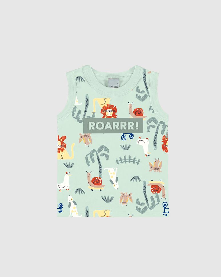 Regata Infantil Menino Estampa + Puff Em Algodão Malwee Kids