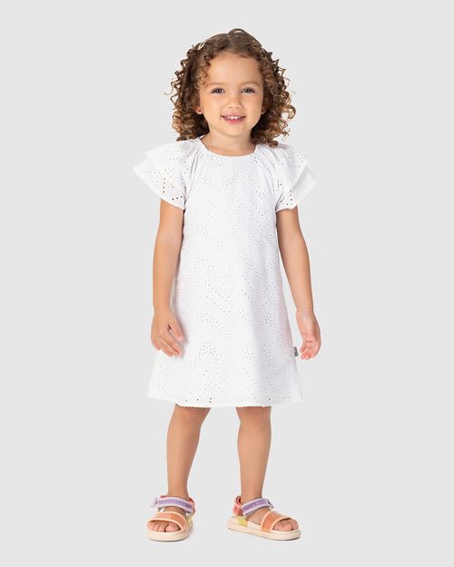 Vestido Infantil Abertura Costas Em Laise Algodão Malwee Kids