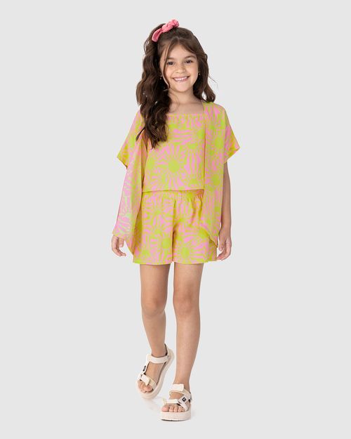 Conjunto Infantil Menina Com Kimono Em Viscose Malwee Kids