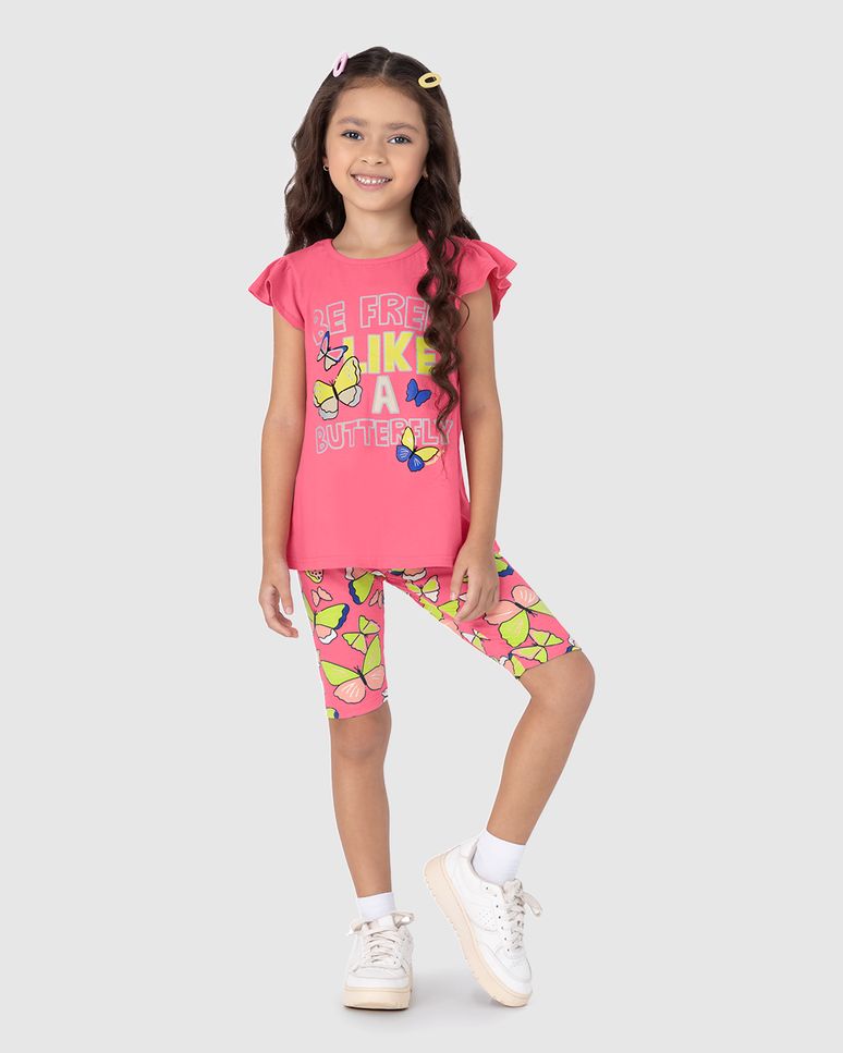 Conjunto Infantil Menina Be Free Like A Butterfly Em Algodão Malwee Kids