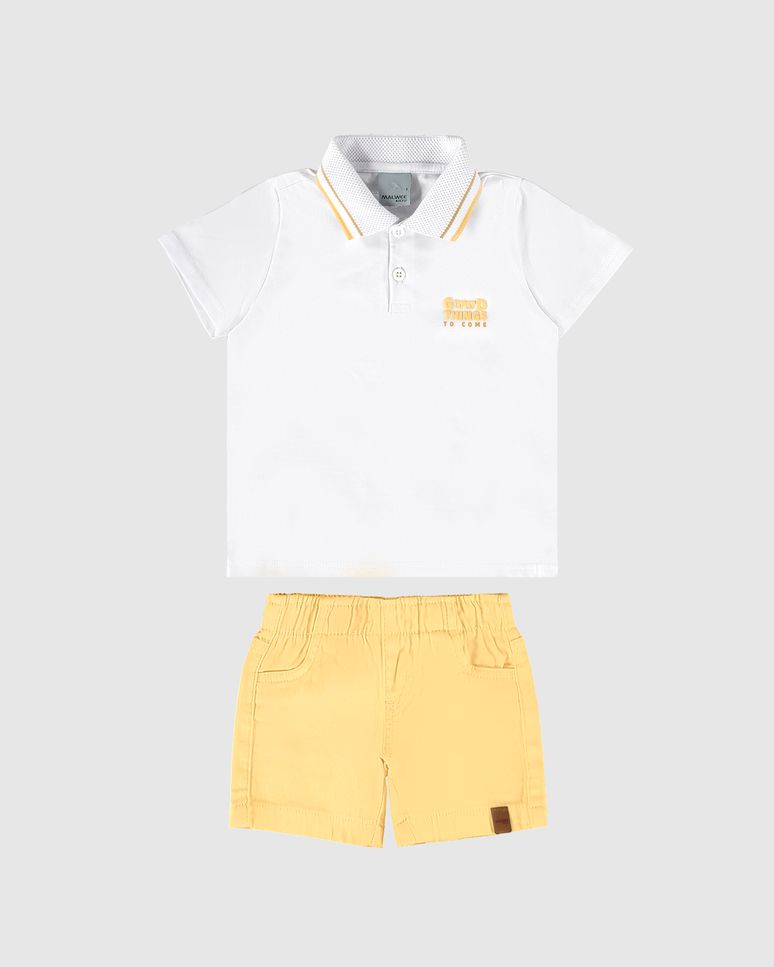 Conjunto Infantil Menino Camisa Polo E Bermuda Sarja Malwee Kids