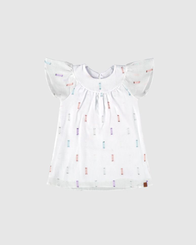 Vestido Infantil Manga Ampla Em Plumetis Brilho Malwee Kids