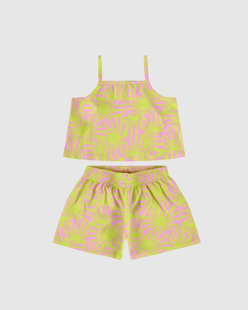 Conjunto Infantil Menina Com Kimono Em Viscose Malwee Kids