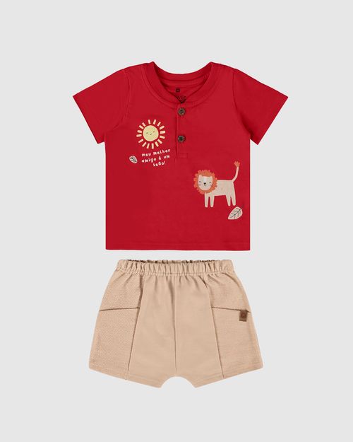 Conjunto Infantil Menino Camiseta Peitilho Em Algodão Malwee Kids