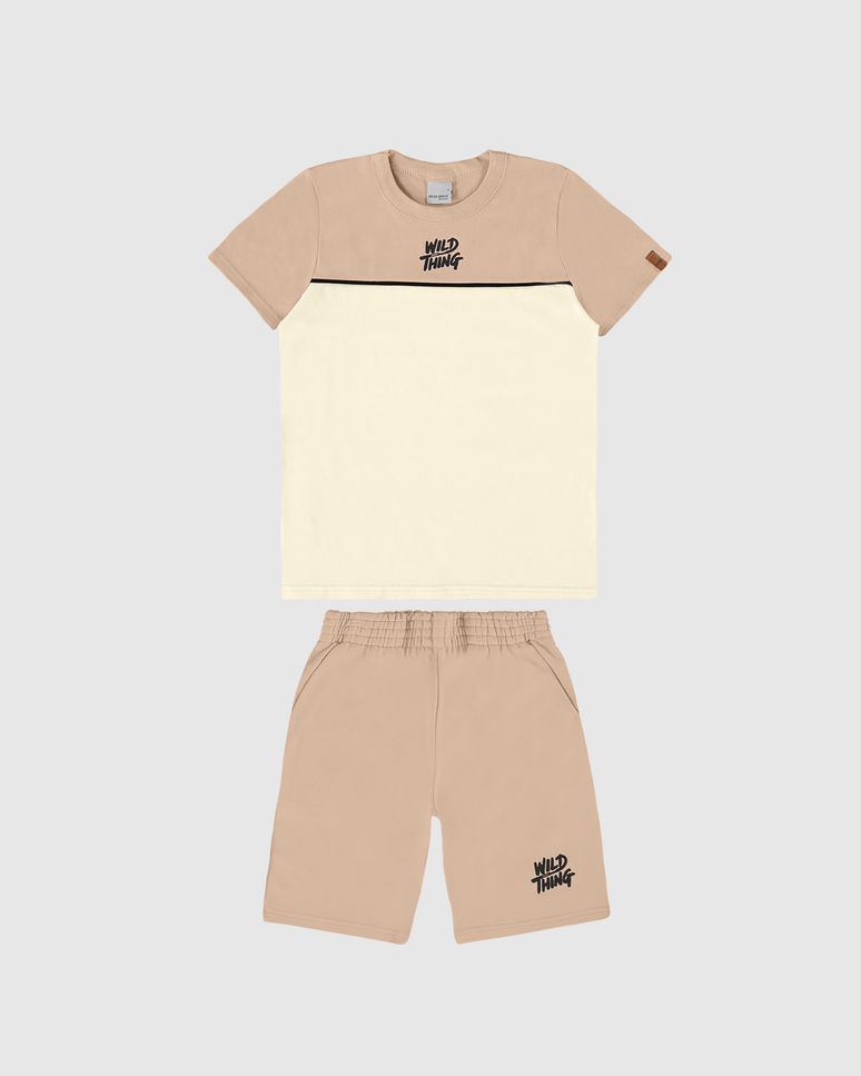 Conjunto Infantil Menino Camiseta Bicolor Em Algodão Malwee Kids